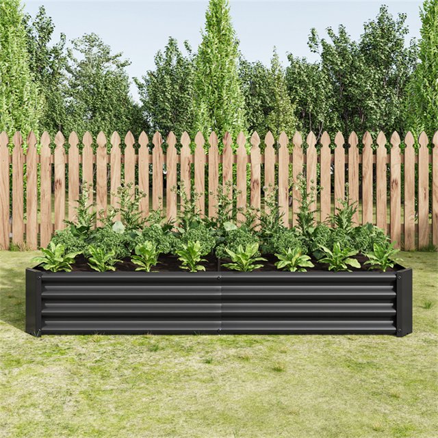 Raised Garden Bed Kit for Flower Planters Herb, Metal Raised Bed for Gardening Vegetables, Outdoor Garden Bed Raised Flower Bed Raised Garden Boxes 6×3×1ft, Black