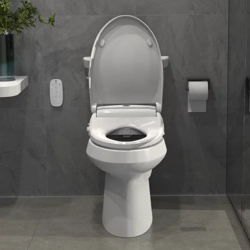 Electric Bidet Smart Toilet Seat with Dual Control Mode, Adjustable Warm Water and Air Dryer, Ultra Slim Heated Toilet Seat, Oscillating and Pulsating Spray Wash, LED Nightlight, Elongated