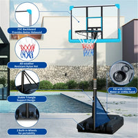 Poolside Basketball Hoop, Portable Swimming Basketball System Goal Stand Height Adjustable 4ft -6.5ft with 36in Backboard & Wheels for Children Youth Adult at Indoor Outdoor Play, Blue