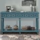 Console Table, Farmhouse Extra Long for Entryway with 2 Drawers in Different Size and Bottom Shelf, Wood Rustic 58” Narrow Long Sofa Table for Hallway (Dark Blue)