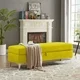 Storage Bench for Bedroom End of Bed, 55.9" Upholstered Velvet Storage Ottoman Bench, End of Bed Storage Bench with Thick Cushion and Metal Legs Window Bench Seat for Living Room Bedroom, Yellow