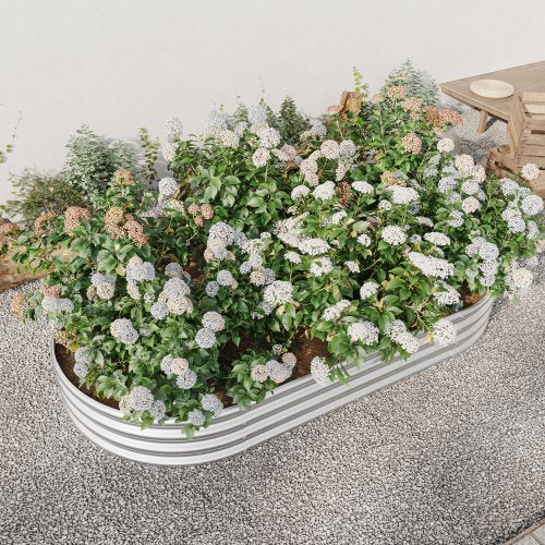 Galvanized Raised Garden Bed Metal Planter Raised Garden Boxes Outdoor, Oval Large Metal Raised Garden Beds for Vegetables, Flowers, Herbs (27cubic feet)