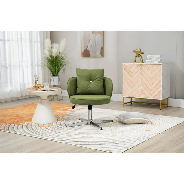 Adjustable Home Office Desk Chair, Modern Computer Executive Chair Swivel Task Chair, 360 Degree Movement Vanity Chair, for Small Space, Living Room, Make-up, Studying, Green