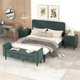 4-Pieces Bedroom Furniture Sets, Queen Size Upholstered Platform Bed with 2 Nightstands & Storage Benches, Bedroom Sets for Adults Teens, Green