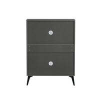 Shoe Cabinet, Shoe Storage Shelves Entry Table with 2 Flip Drawers & 1 Drawer, Slender Shoe Organizer Console Table Storage Cabinet for Entryway Bedroom Hallway, 31.49''L*9.44''W*43.30''H, Grey