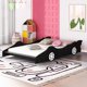 Kids Race Car Shape Bed with Wheels, Wooden Full Size Platform Bed Frame for Bedroom, Floor Bed with Wood Slat Support for Boy Girl Toddlers, No Box Spring Needed, Weight Capacity 400 LBS, Black