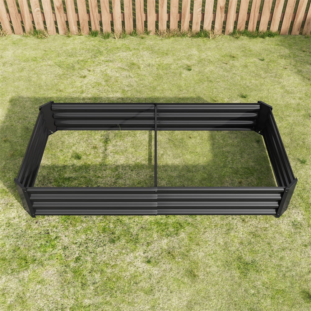 Raised Garden Bed Outdoor, 6×3×1FT Large Heavy Metal Raised Rectangle Planter Beds for Plants, Vegetables and Flowers, Raised Garden Boxes Steel Kit - Black
