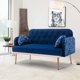 Twin Accent Loveseat Sofa Mid Century Modern Velvet Sofa Couch with Pillows Metal Feet Sofa Vintage for Small Space for Living Room Bedroom Navy