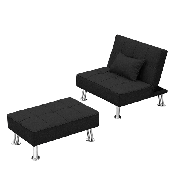 Single Sofa Bed with Ottoman, Convertible Folding Futon Chair Lounge C tripletreebrands