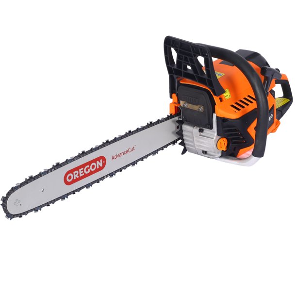 52cc 2.6HP Gasoline Chainsaw with 20 Inch Bar, 2-cycle Garden Wood Cutting Chain Saw, Maximum Engine Speed 8500 RPM, EPA Compliant, Black & Orange