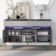 Chest of Drawers with LED Lights and Marble Top Panel, Sideboard Storage Cabinet with 3 Drawers and 6 Shleves, Drawer Dresser with Metal Handles and Metal Legs for Bedroom Living Room Hallway, Grey