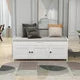 Storage Bench Entryway Storage Bench with 3 Shutter-Shaped Doors, Shoe Bench with Removable Cushion and Hidden Storage Space, Shoe Rack Storage Organizer for Entryway Hallway Living Room, White
