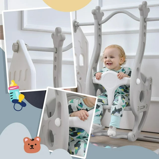 Toddler Swing Set, Adjustable Height Baby Swing, Baby Swings for Infants to Toddler, Freestanding Outdoor Indoor Slide Playset for Toddlers