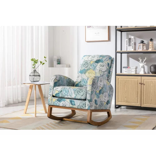 Rocking Chair,Upholstered Glider Chair with Side Pocket,Accent Chair with Cozy Seat Cushion and High Backrest,Single Sofa Chair Lounge Chair for Living Room Baby Room Bedroom