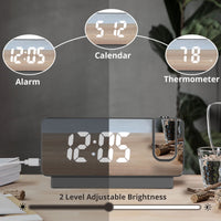 Projection Alarm Clock, Digital Alarm Clock with 180°Rotatable Projector and Clear LED Large Display, USB Charger, 12/24H Time Date Temp Display, Adjustable Brightness, for Living Room Bedroom