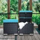 Outdoor Ottoman Set of 2, PE Wicker Ottoman with Storage, All-Weather Rattan Cube Footstool with Soft Cushions and Steel Frame, Square Foot Rest Seating for Patio, Porch, Deck, Easy Assembly (Black)