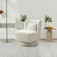 Swivel Accent Chair with Plump Pillow, Swivel Chairs for Living Room, 360 Swivel Comfy Accent Sofa Chair Club Chair, Upholstered Teddy Leisure Chair for Bedroom Living Room Lounge Hotel Office, Ivory