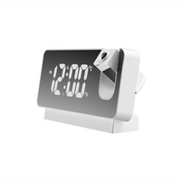 Projection Alarm Clock, Digital Alarm Clock with 180°Rotatable Projector and Clear LED Large Display, USB Charger, 12/24H Time Date Temp Display, Adjustable Brightness, for Living Room Bedroom