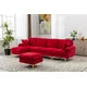 U-Shaped Sectional Sofa Couch, 114 Inches Modern Fabric Upholstered Accent Sofa with Chaise Lounge, Ottoman and 2 Pillows, Convertible Modular Large Sofa Couch for Living Room, Red