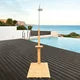 Outdoor Garden Wood Shower with Chassis Board, Environmentally Friendly Faucet, Easy Installation, for Swimming Pool, Patio, Terrace, Backyard, Teak