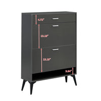 Shoe Cabinet, Shoe Storage Shelves Entry Table with 2 Flip Drawers & 1 Drawer, Slender Shoe Organizer Console Table Storage Cabinet for Entryway Bedroom Hallway, 31.49''L*9.44''W*43.30''H, Grey