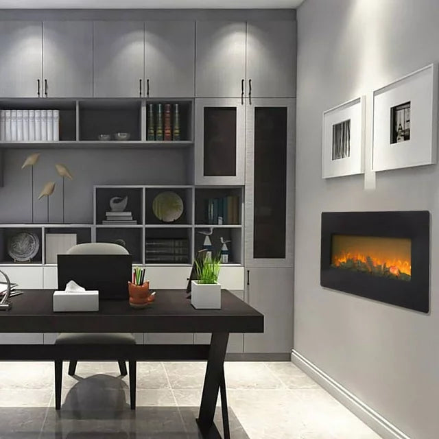 Electric Fireplace - 42 Inch Faux Fireplace with Flame Wall Hanging Installation - Remote Control Operated, Safe for Daily Use Wide Wall Mount Heater