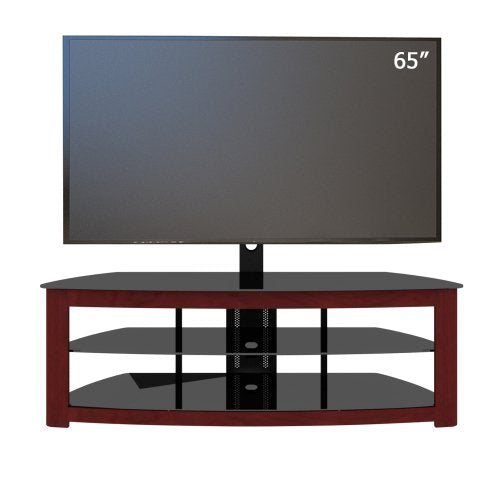 Swivel Floor TV Stand with Storage for 32-65 inch TVs, Corner TV Stand with Mount for Media, Glass Entertainment Center Height Adjustable w/Cable Management/VESA up to 220lbs