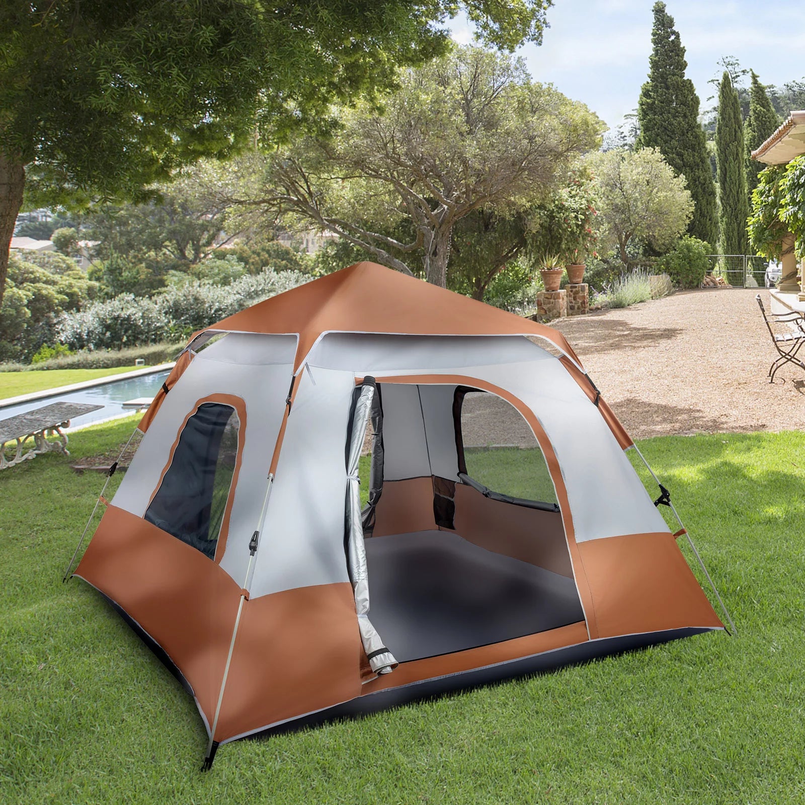 Instant Cabin Tent, 4 Person Camping Tent with 2 Ground Vents, Portable Waterproof & Windproof Tent with Carry Bag for Family Camping, Upgraded Ventilation, Setup in 60 Seconds
