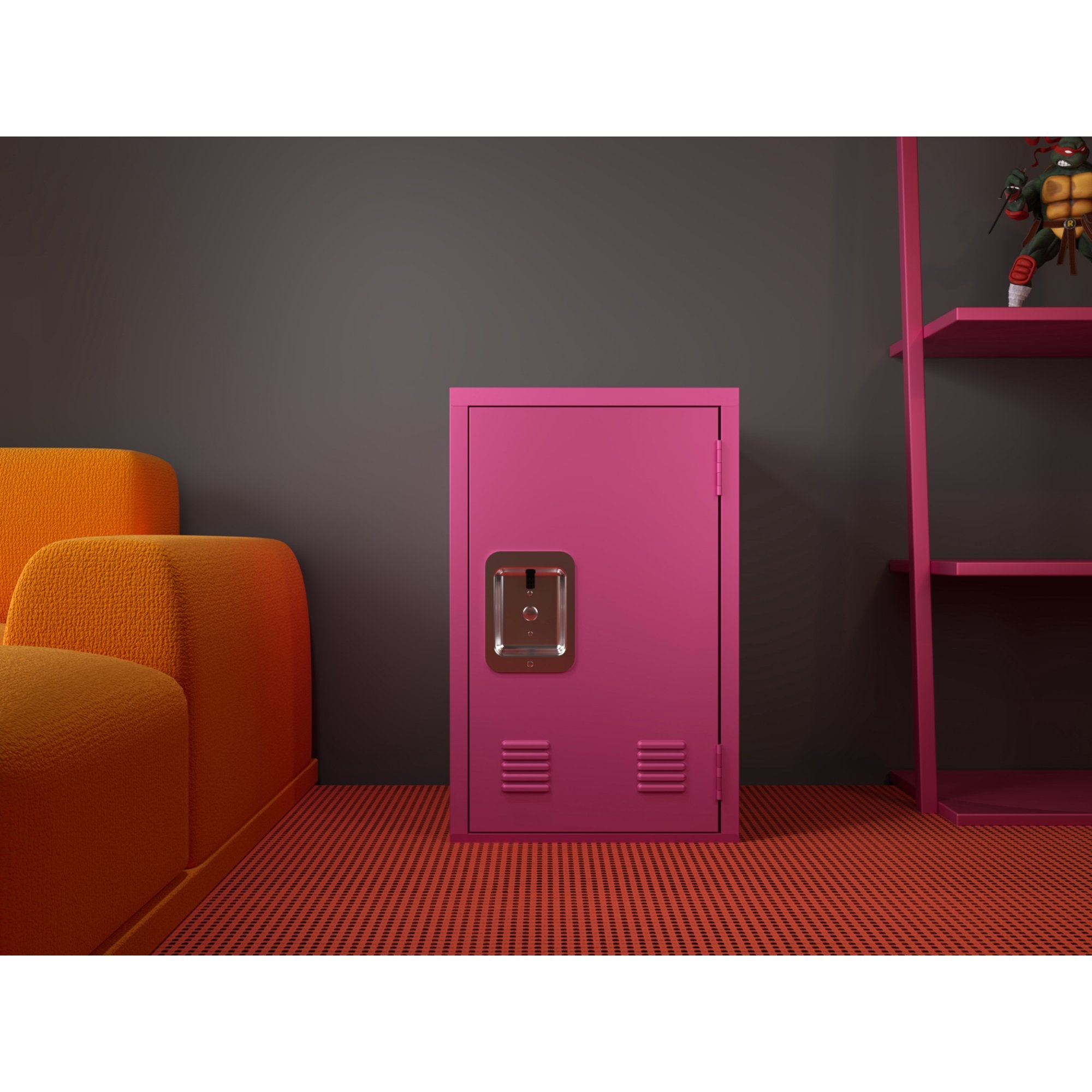 Compact Steel Storage Cabinet with Locking Doors,Small Lockable Steel Storage Cabinets for Home Office Garage Kitchen Pantry,Detachable, Ample Storage Space, Easy Assembly,Pink