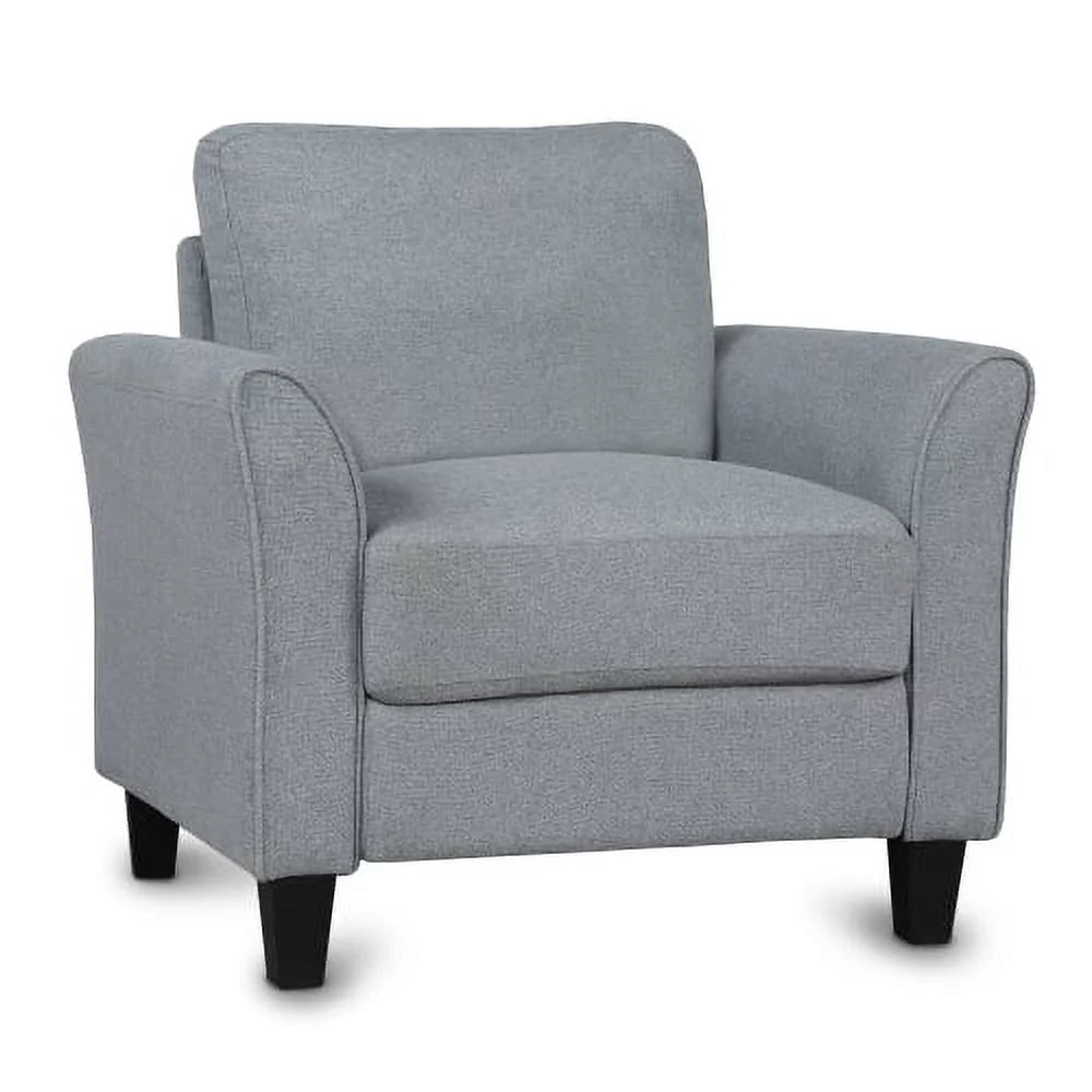 Accent Chair, Modern Linen Upholstered Armchair Club Chair with Double Thickened Cushions Pad and Sturdy Legs, Mid-Century Single Sofa Chair for Living Room, Bedroom, Dark Gray