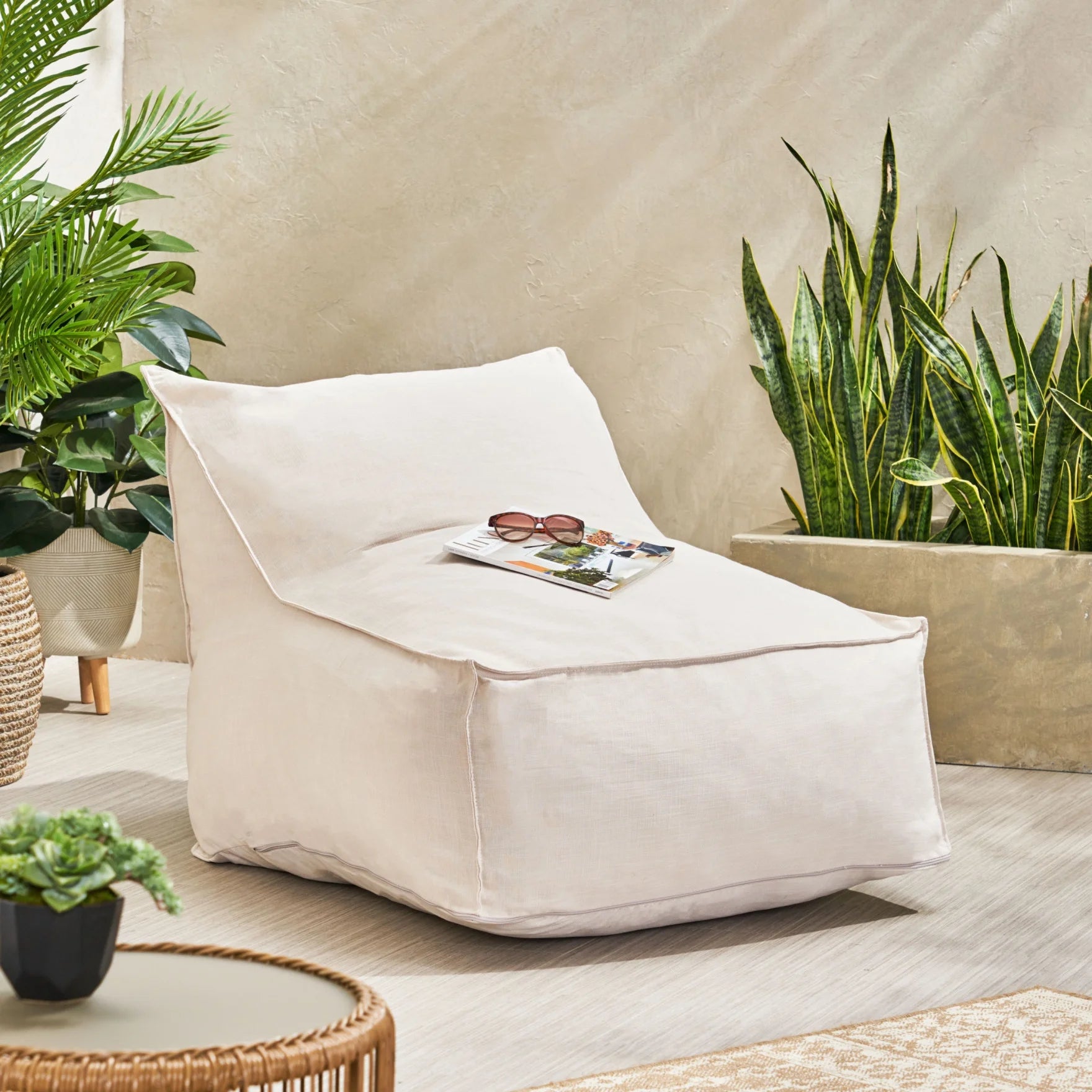 Bean Bag Chair,Comfy Lounge Chair with Back Support, Memory Foam Filled Sofa Leisure Chair with Washable Cover for Bedroom, Living Room Floor Sofa Furniture for Men, Women,khaki