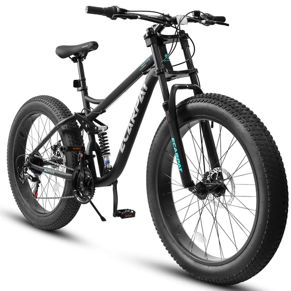 Fat Tire Mountain Bike, 26-Inch Bicycle Wheels,4-Inch Wide Knobby Tires, Adult Steel Frame, Double Disc Brake and Front Suspension Anti-Slip Bikes Men and Womens