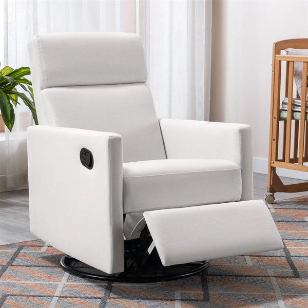 Gliding Recliner Rocker,360 Degree Swivel Rocker Nursery Chair with Adjustable Footrest,Plush Seating Glider Reclining Sofa Chair for Living Room Bedroom,Beige