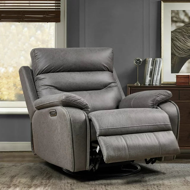 Large Recliner Chair Dual OKIN Motor Rocking Recliner Chair with Infinite Position and USB Charge Port 240 Degree Swivel Rocker Recliner Super Comfortable Single Sofa Reclining Chair for Living Room,