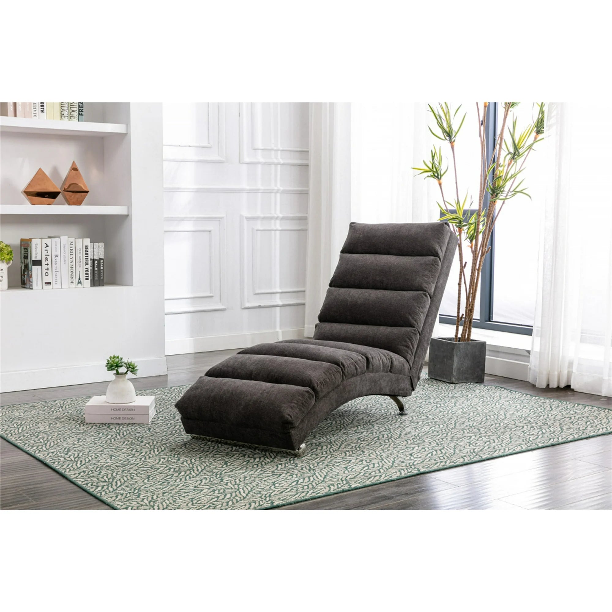 Massage Chaise Lounge with Heating Fuction , Electric Recliner Chaise Chair, Ergonomic Electric Massage Chair with Side Pockets and 5-Modes, Modern Long Lounger for Office or Living Room,Dark Gray