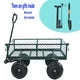 Metal Wagon Cart, Collapsible Metal Wagon with Movable Mesh Sides and Wheels, Heavy Duty 350Lbs Capacity Garden Cart Utility Wagon with Handle for Grocery Camping Shopping Sports, Green