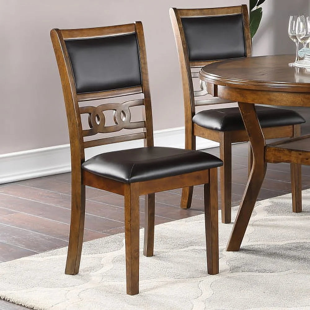 Set of 2 Upholstered Dining Chair in Walnut Finish, Wooden Side Chair, with Soft Seat, for Dinning Room, Kitchen, Bar, Walnut