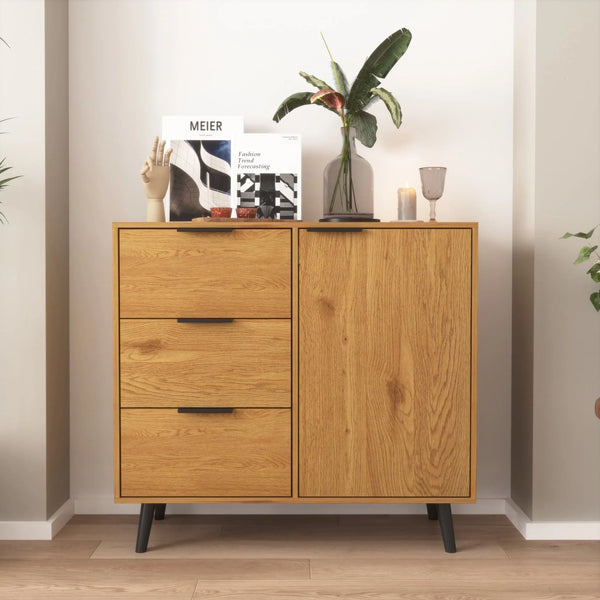 Storage Cabinet with 3 Drawers,Buffet Sideboard Bar Cabinet with Adjustable Shelf,Wine Cabinet ,Mid Century Cabinet with Door, Accent Cabinet for Living Room, Home Office, Entryway