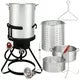 Turkey Fryer Kit, 30QT Aluminum Turkey Deep Fryer & 10QT Fish Fryer Kit w/Baskets & Stand, 54000 BTU Propane Burner, Thermometer, Marinade Injector, Turkey Rack & Rack Lifter, for Outdoor Cooking