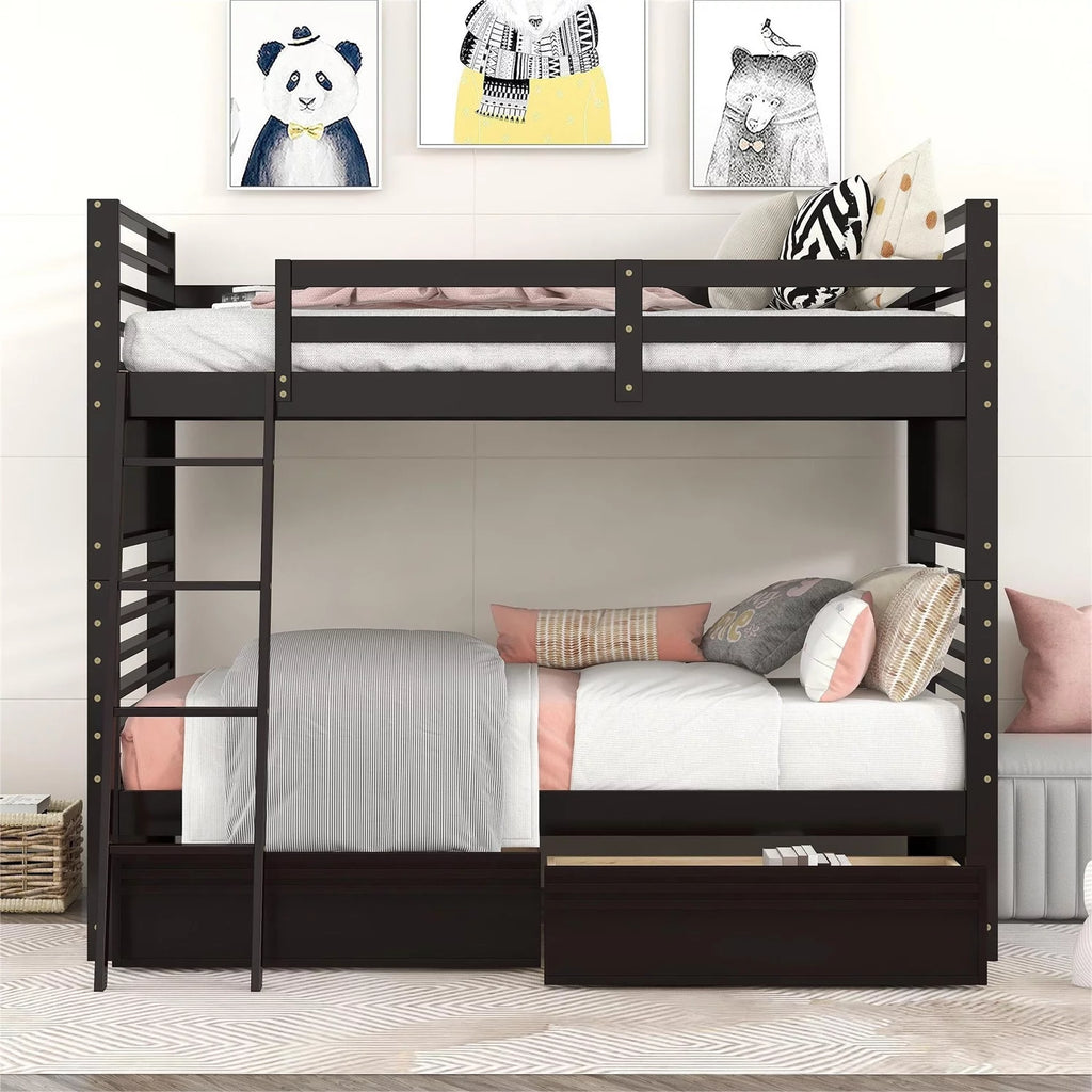 Bunk Bed With Trundle And Stairs MERITLINE Twin Over Full Bunk Bed With ...
