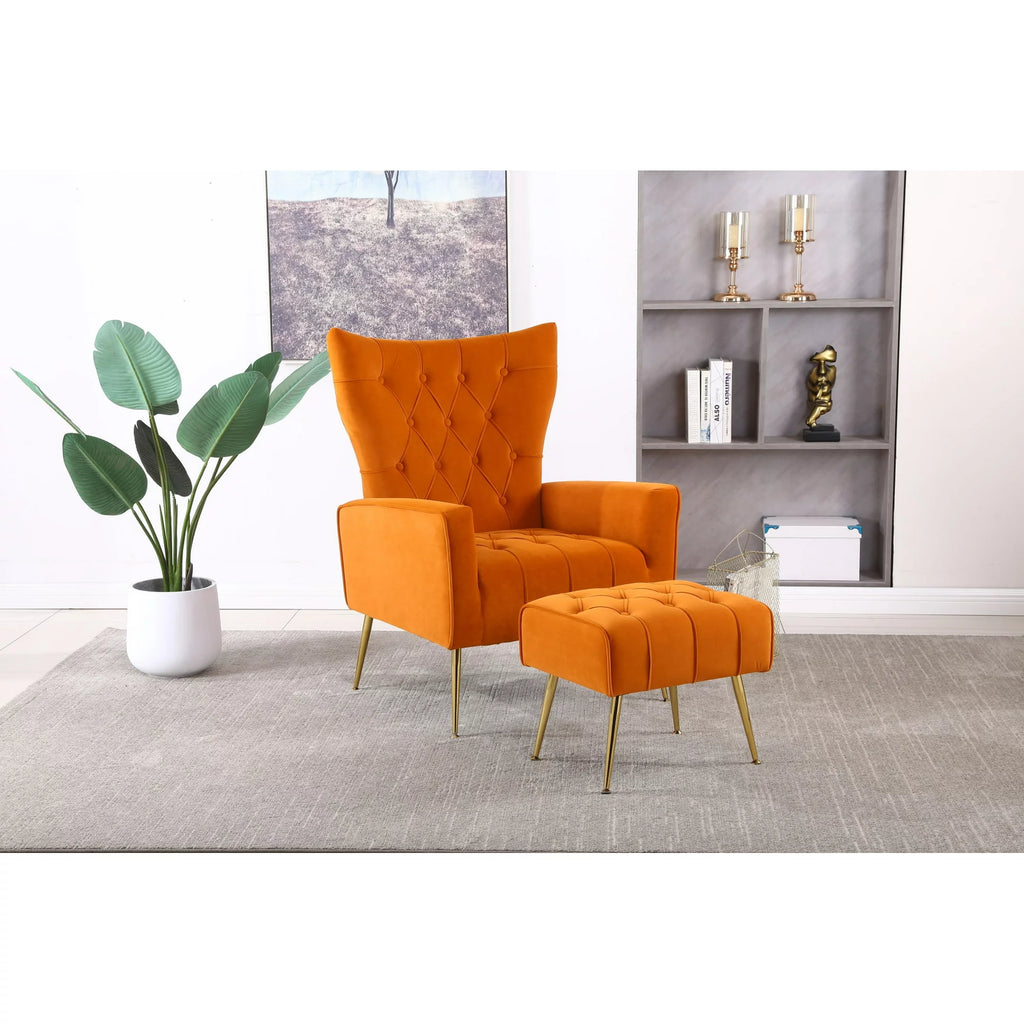 Orange wingback armchair hotsell
