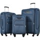 Softside Expandable Luggage Sets, Softshell Lightweight 3 Piece Set Suitcase with Spinner Wheels TSA Lock-Dark Blue