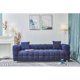 81" Sofa Couch with Two Throw Pillows, Modern Grain Fleece Fabric Upholstered 3 Seater Sofa Couch with Thicken Cushion & Hardware Feet, Accent Couch for Living Room Office Apartment, Blue