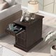 Retro Narrow Side Table with 1 Drawer and 1 Large Storage Cabinet, Entryway Sideboard Living Room End Table with Hidden USB Ports and Cup Holders for Living Room, Space Saving, Espresso