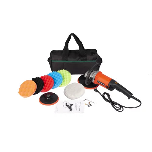 Rotary Polisher 7-Inch , 6 Variable Speeds and Accessory Kit, With 6 Variable Speeds to Buff/Buff/Smooth/Finish Pads - 10-Amp, 1500~3000 RPM for Cars, Boats, Wood, Metal, Tiles, Plastic, Vehicles