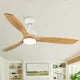 52'' Wood Ceiling Fan, Intergrated LED Ceiling Fan Lighting with Remote Control, Ceiling Fan with Solid Wood Ceiling Fan Blades and Noiseless Motor, Beige & Yellow