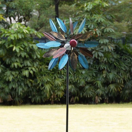 Wind Spinner Emerald 77in Single Blade Easy Spinning Kinetic Wind Spinner for Outside – Vertical Metal Sculpture Stake Construction for Outdoor Yard Lawn & Garden