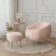 Modern Accent Chair with Ottoman Set,Teddy Fabric Lounge Chair with Footrest,Upholstered Sofa Chair Barrel Chair with Golden Metal Legs, for Living Room, Bedroom, Reading Room, Home Office