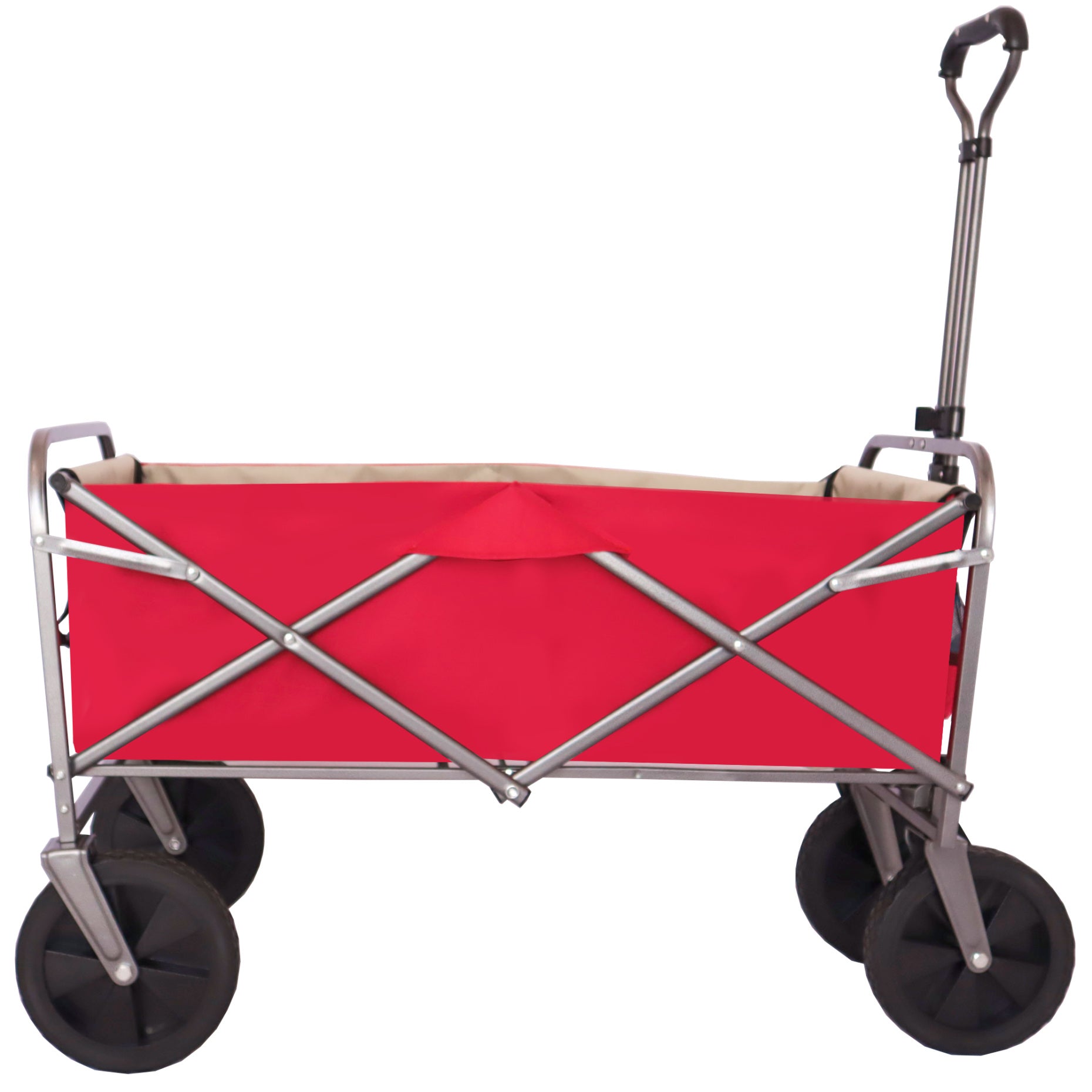Portable Beach Trolley Cart 200 LBS Capacity, Folding Wagon Garden Cart with 4 Universal Wheels, Collapsible Wagon Cart with 4 Universal Wheels for Shopping Park Picnic, Beach Trip, Camping, Red