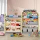 Kids Book Shelf Toy Storage Organizer,Storage Rack with 12 Bins and 4 Bookshelves, Multi-functional Nursery Organizer Set,Toy Storage Cabinet,Bookcase Display Book Rack for Bedroom Playroom